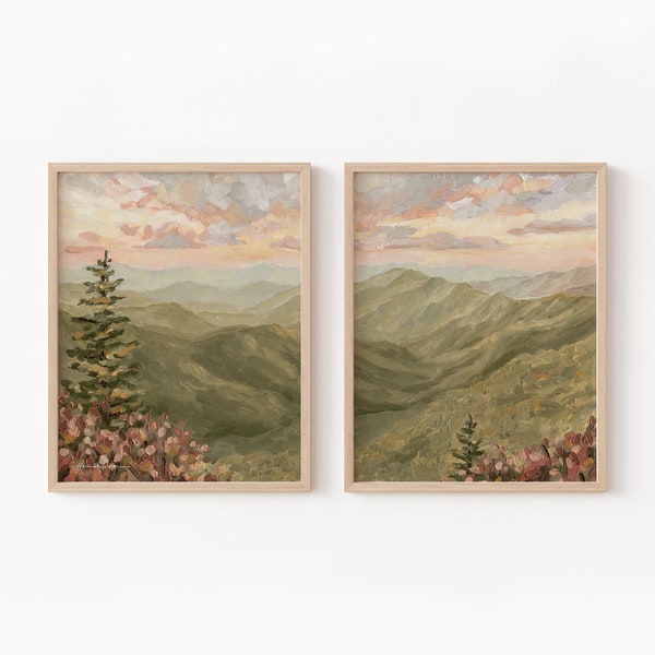 2er-Set Prints -- Wählen Sie Ihren Print | Kunstdruck | Gespannte Leinwand | Diptychon | Berg Gemälde | Blumenmalerei | Strand Druck