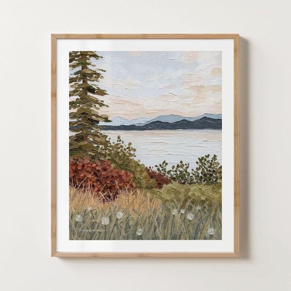 Lake Pend Oreille Malerei – Idaho Berglandschaft Kunstdruck