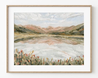 Vail Reflection -- Fine Art Print, Stretched Canvas Print, Colorado Painting, Mountain Painting, Landscape, Art Decor, Wall Decor, Gift Idea