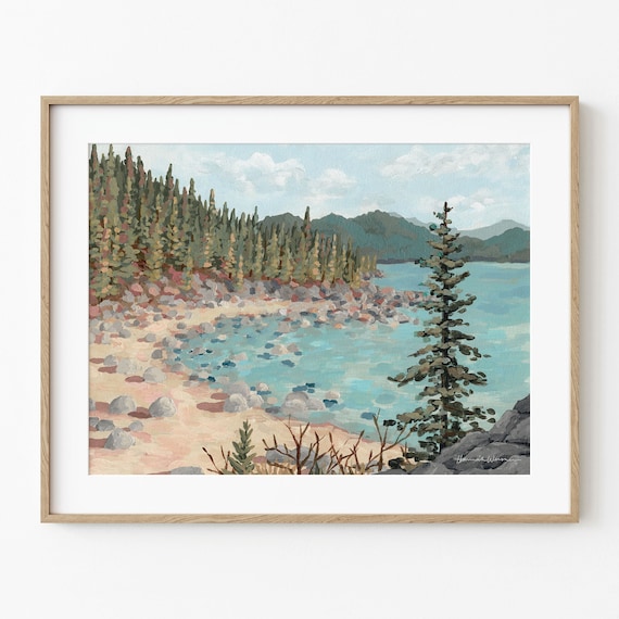 Secret Cove Fine Art Print – Lake Tahoe Landscape, Mountain Painting