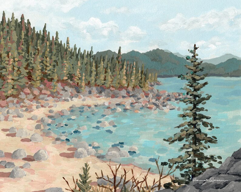 シークレット・コーブ・ファインアートプリント – タホ湖の風景、山の絵画 画像 6