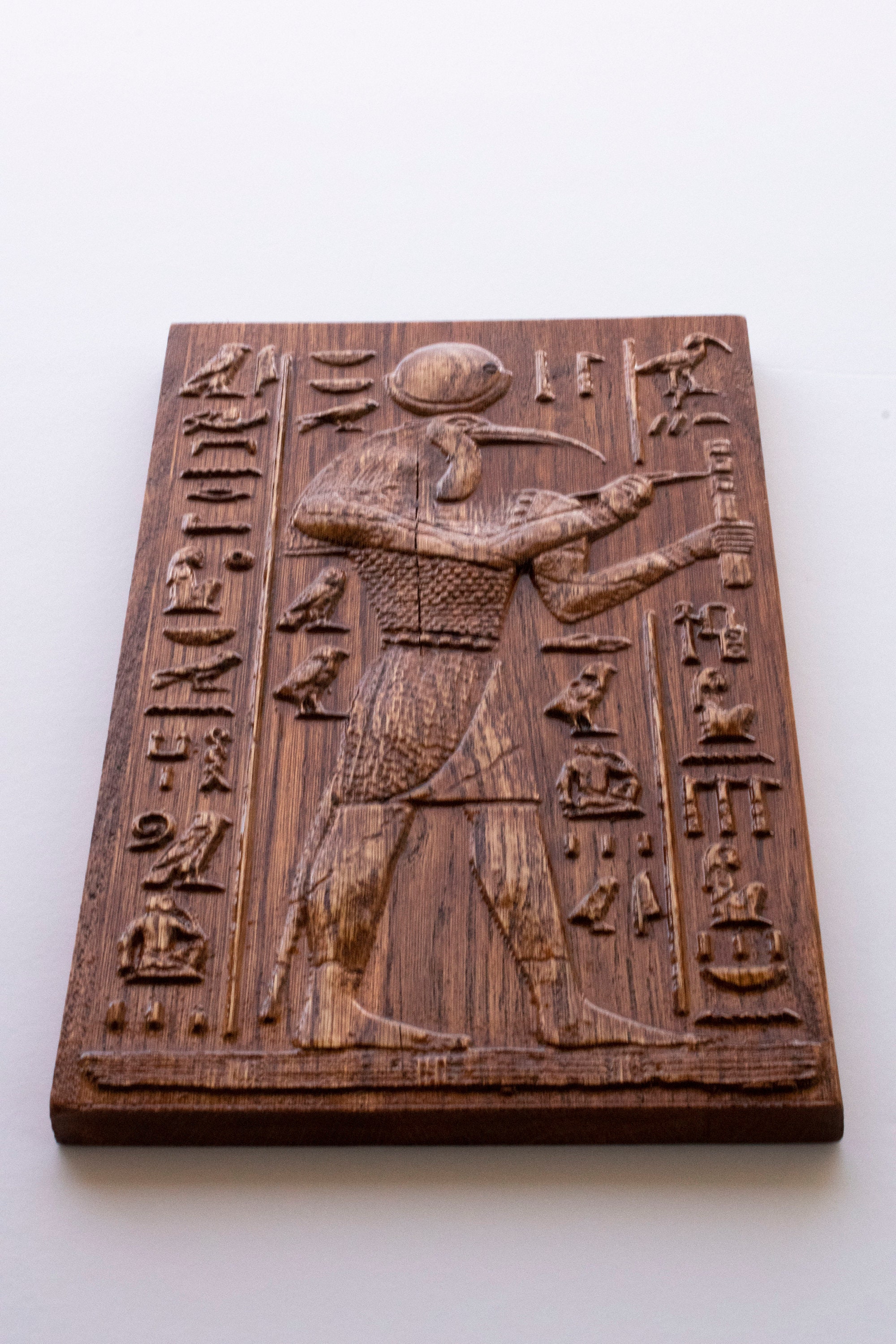 Ancient Egypt style Thoth wood wall hanging decor 3D carving Etsy