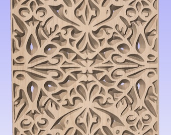 Symmetric ornament stencil - CNC carving, laser cut dxf eps model for Artcam, Aspire, Cut3D