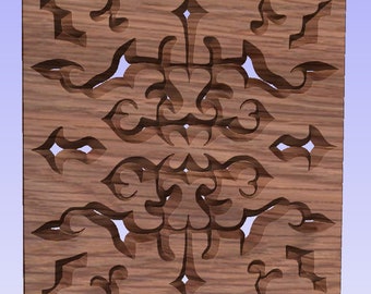 Symmetric ornament stencil - CNC carving, laser cut dxf eps model for Artcam, Aspire, Cut3D