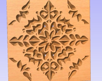 Symmetric ornament stencil - CNC carving, laser cut dxf eps model for Artcam, Aspire, Cut3D