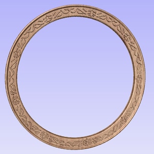 Round frame for pictures or mirror - leaves ornament stl dxf file for CNC, 3D print, Artcam, Aspire, Cut3D