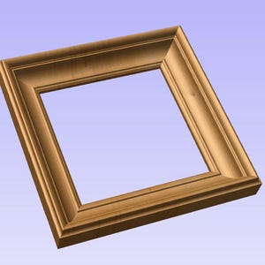 Könnte beinhalten: Ein einfacher, rechteckiger Bilderrahmen aus Holz mit goldener Oberfläche. Der Rahmen hat einen erhöhten Rand und eine glatte Oberfläche.