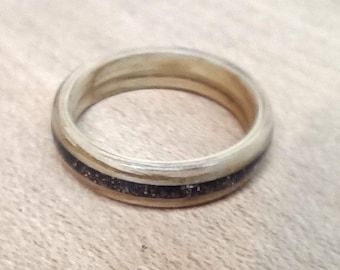 Wooden ring, oak, with glitter, ring, women's ring, men's ring, customizable wooden wedding band