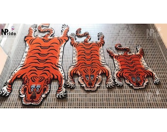 Handknotted Tibetan Tiger Rug  Carpet Runner- Small Medium and Large Sizes-  Wool - Handmade - 100 Knot - Authentic