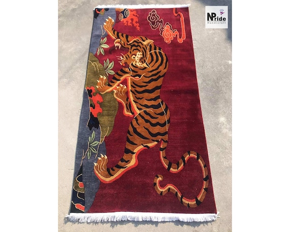 1990年代ビンテージ チベタンラグ ネパール ハンドメイド 高級絨毯