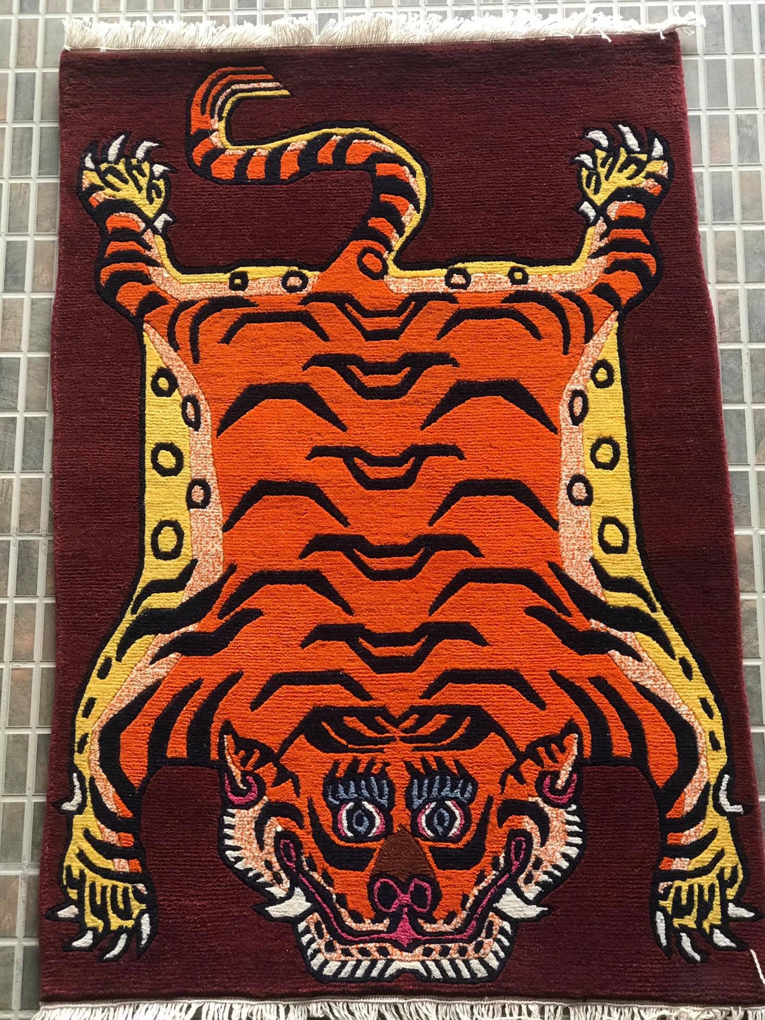 Tapis enfant tigre en Laine Bleu 3S. x Home | 3 SUISSES