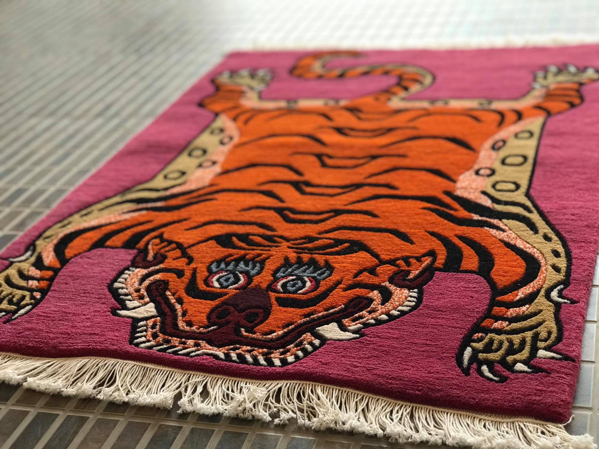 Authentic Tibetan Tiger Rug Carpet Rectangle Shape 2ftx3ft Wool Handmade Orang Colour - Etsy Authentic Tibetan Tiger Rug Carpet Rectangle Shape 2ftx3ft Wool Handmade Orang Colour - Etsy