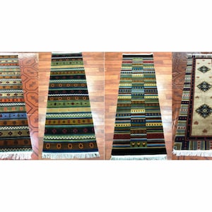 Handknotted Tibetan Rug  - Carpet- Runner - wool - 2x6ft - 60x180cm -  handmade in  Nepal - Multicolored