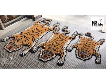 Hand-Knotted Tiger Rug- Carpet - Runner  - 2x3ft - 2x4.5ft - 3x6ft- 100 Knot- Wool - Home Decor-  Handmade Nepal