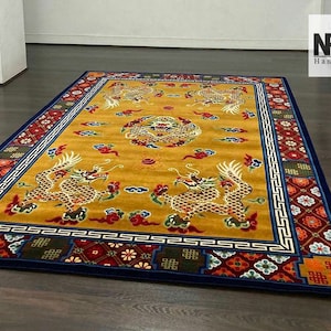 Handknotted Tibetan Dragon Rug - Carpet - Different sizes - Hand knotted - 100 knot - Wool - Nepal Handmade - Multi colour -Made to order