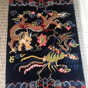 Hand-Knotted Tibetan Wool Rug: Dragon Bird Design, 3x6 ft