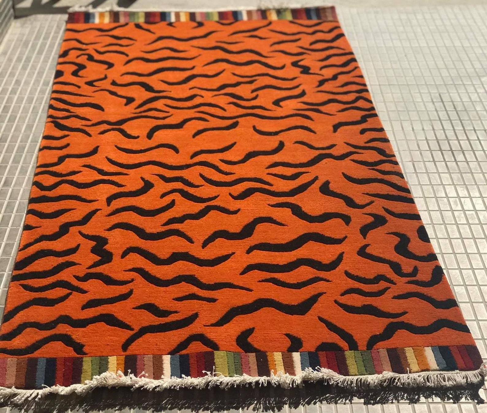 Handknotted Tibetan Tiger Stripe Rug Carpet Wool Etsy