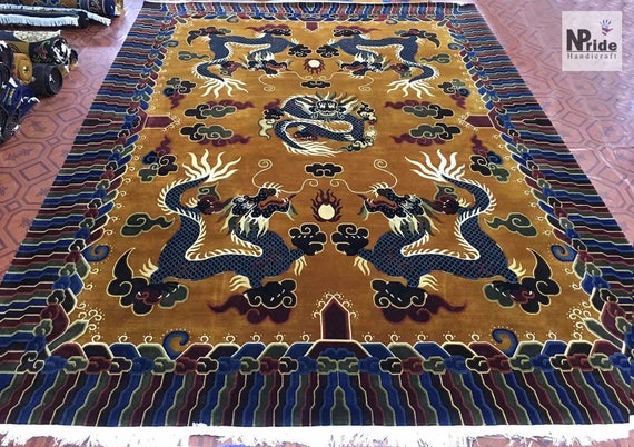 Buy Handknotted Tibetan Dragon Rug - Carpet - 100knot- Rectangle 