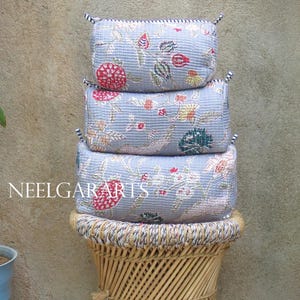 Cotton Quilted Toiletry Bag Set Of 3 Pc, Stylish Toiletry Storage Pouch, Lightweight Travel Case