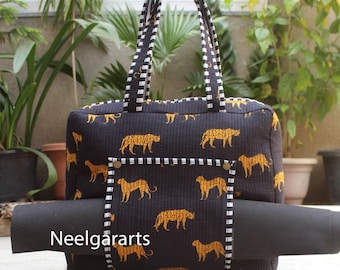 Yoga Matte Tote Durable Bag Gesteppte Baumwolle Tiger Print Reisetasche