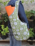 Handmade Green Floral Quilted Yoga Mat Bag: Indian Cotton Gym Tote product logo