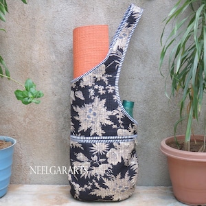 Yogatasche mit Blumenmuster: Gesteppte Baumwoll-Sporttasche