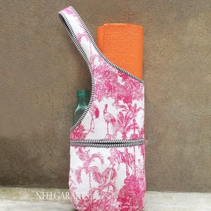 Gesteppte Baumwolle Yoga Matte Tasche Handgemachte Blumendruck Gym Tote Wash Taschen