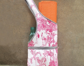 Quilted Cotton Yoga Mat Bag Handmade Floral Print Gym Tote Wash Bags