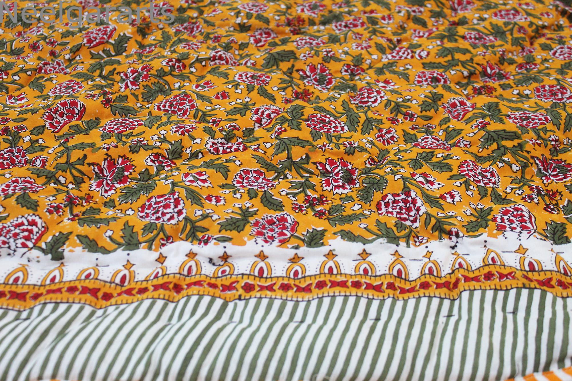 ハンドブロックプリントコットンベビーキルト – Jaipuri Floral Boho