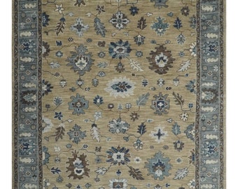 Traditional Brown and Gray Multi Size Turkish Knot Antique Style Floral Hand knotted Oushak Wool Area Rug
