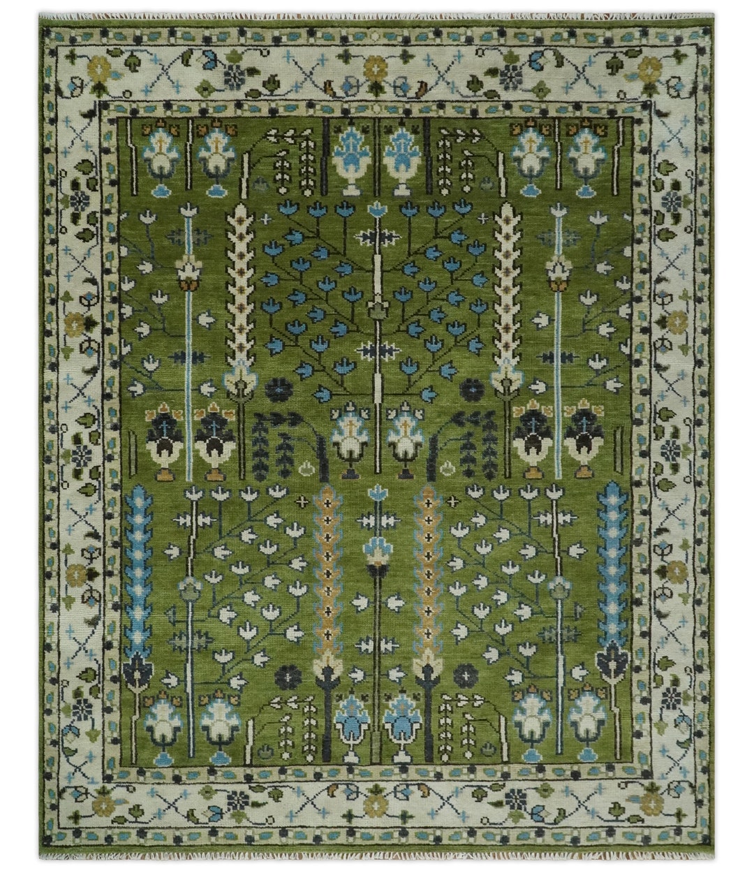 Custom Rug 8x10 9x12 Royal Green and Ivory Traditional Etsy