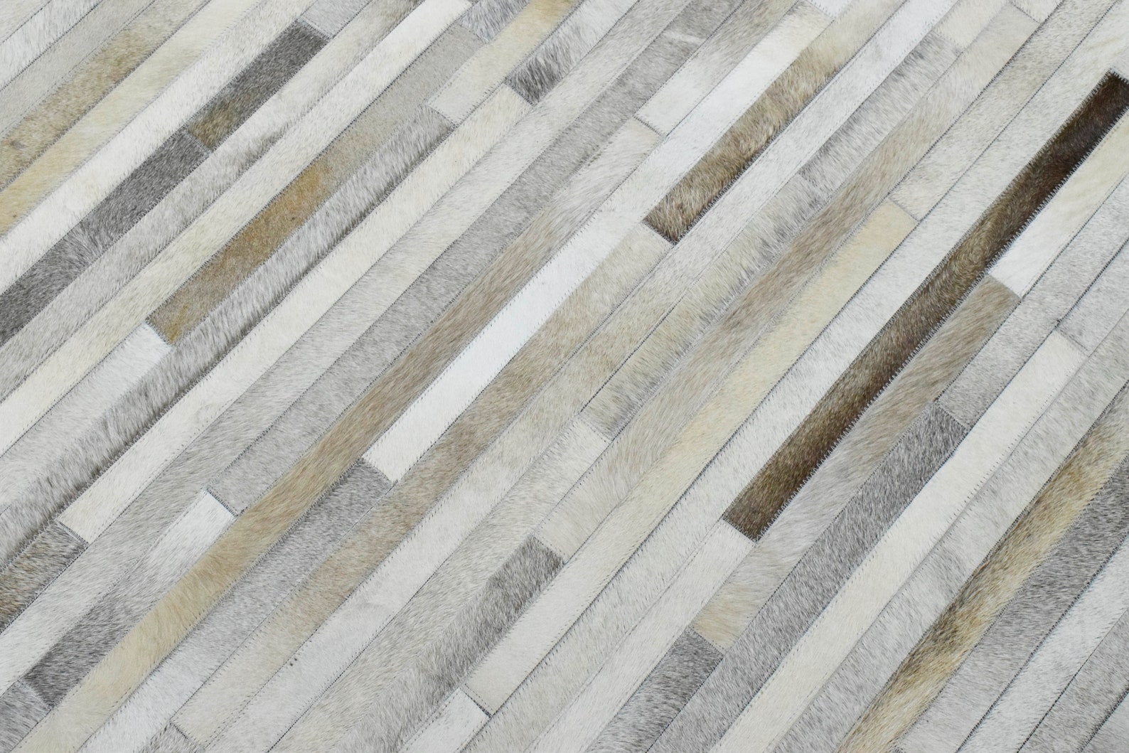 New Hairon 5x8 Leather Stripe Design Handmade Beige and Ivory | Etsy