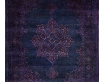 Purple Overdyed 3x5, 4x6, 5x8, 6x9, 8x11 and 9x12 Blue and Purple Plum Hand Tufted Premium Wool Rug, living Room, Bedroom and Dinning Rug