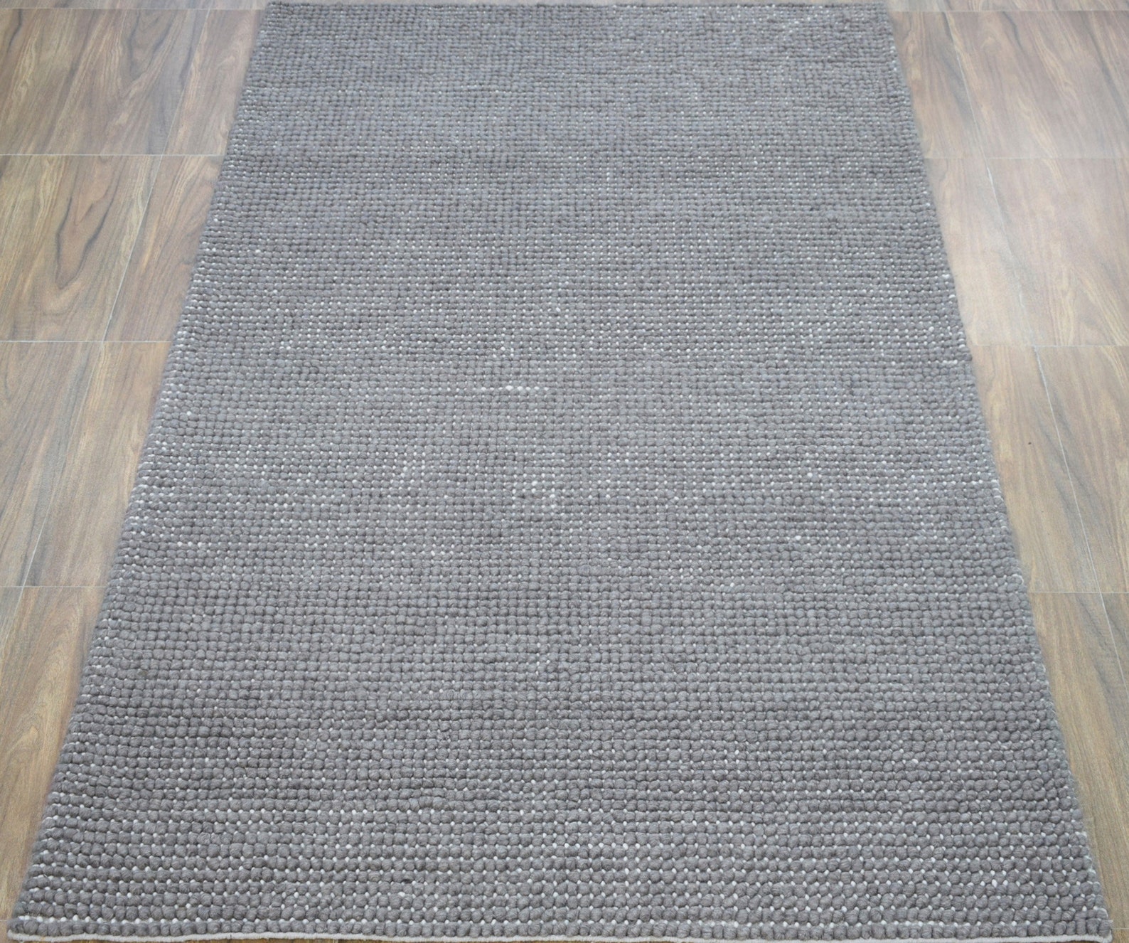 5x8 and 8x10 Large Solid Gray Chunky Wool Rug Made With Soft Etsy