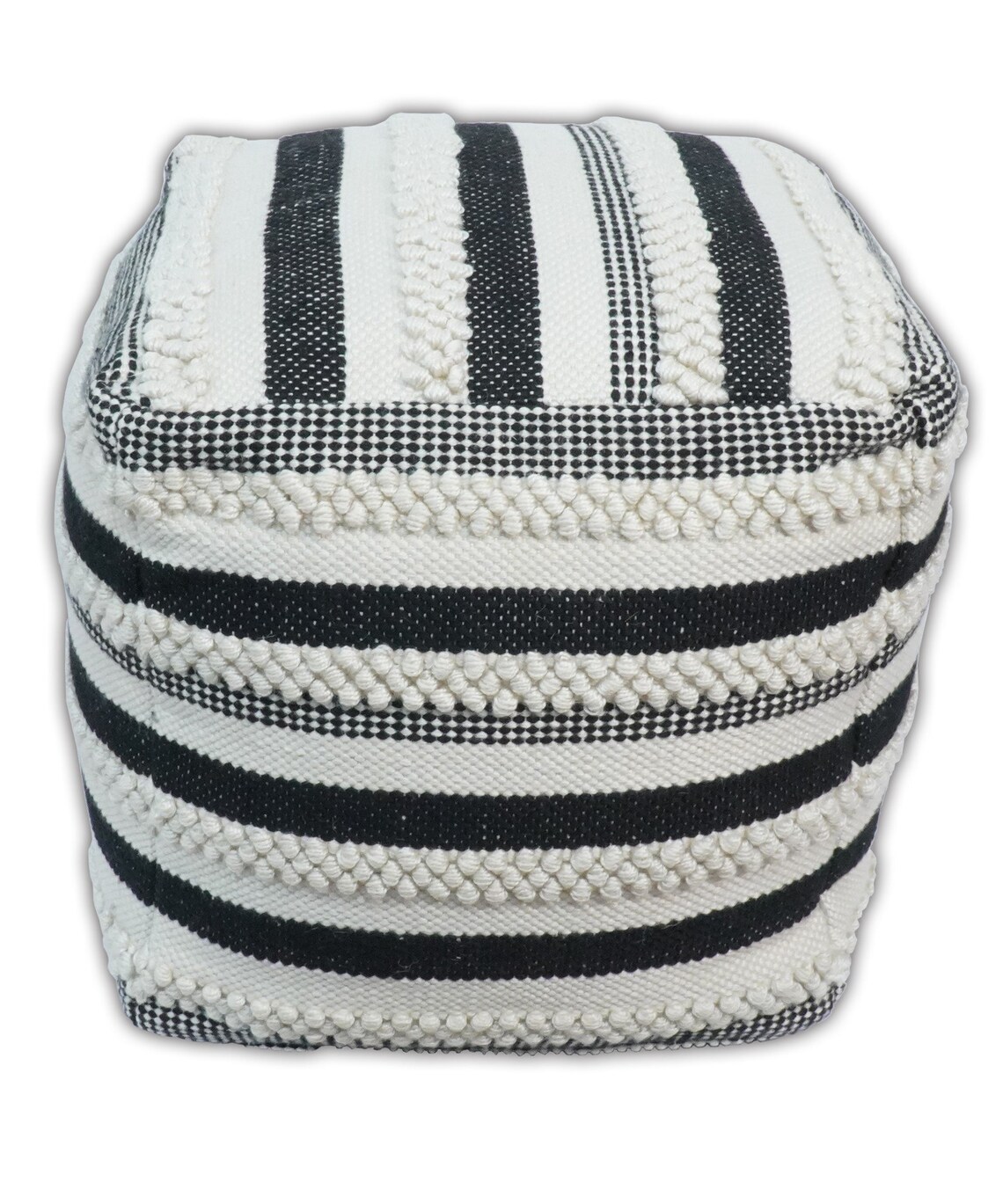 Black and White Outdoor Safe Patio Pouf Modern Striped Design Etsy