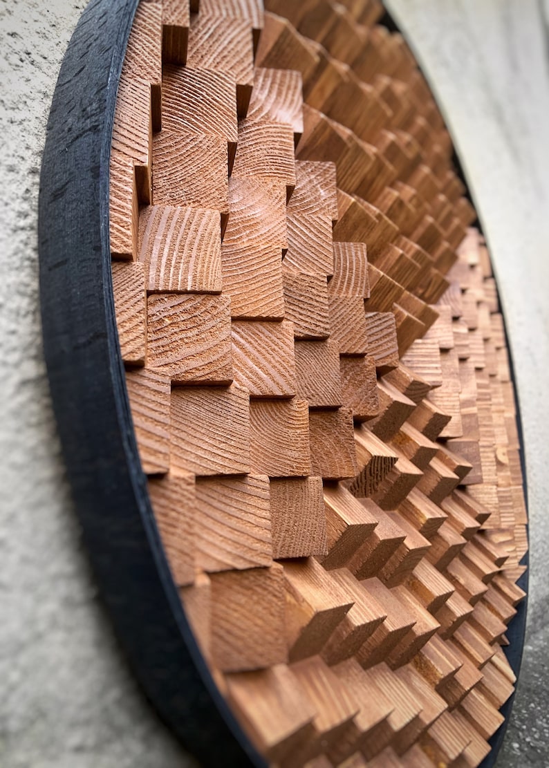 Round Wood Wall Art Circle Wall Decor Geometric 3D Etsy