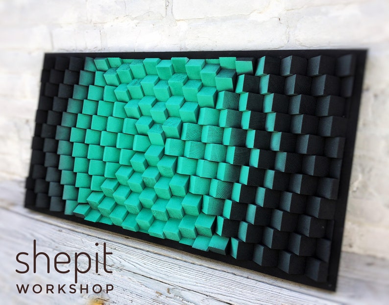 Turquoise Wood Wall Art Large Abstract Artwork Boho Art Etsy