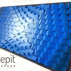 Wood Wall Art - Parametric Artwork - Blue White - Acoustic Sound Diffuser