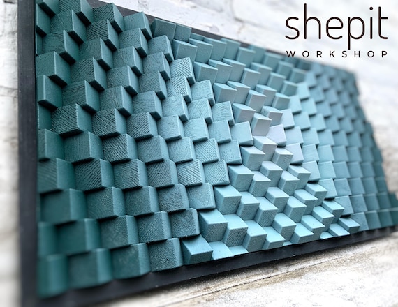 Arte de pared de madera Panel acústico Arte geométrico de la pared Madera  natural Arte de madera abstracto moderno Grande Mosaico Difusor de sonido -   México