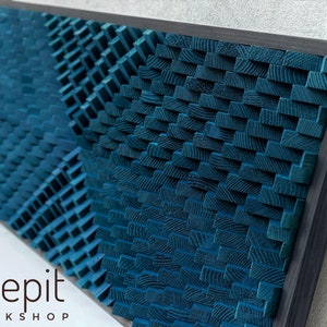 Wood Wall Art - Sound Diffuser - Acoustic Panel - Navy Blue 3D Artwork - Housewarming Gift - Men&#39;s Gift - Home Theater Music Room