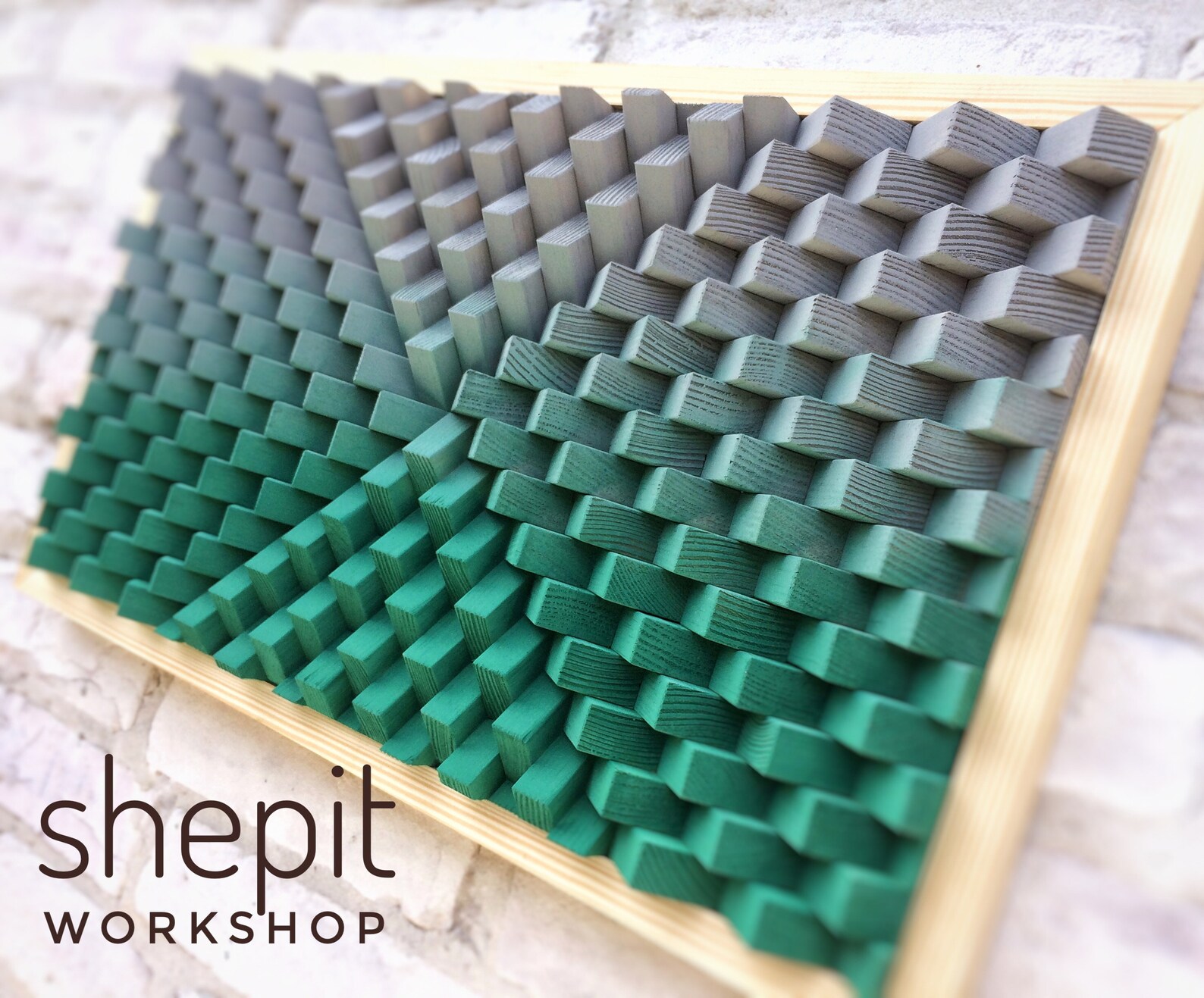 Wood Wall Art Large Green Gray Wood Wall Art 3D Sound Etsy