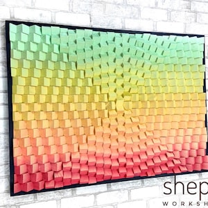 Wood Wall Art - Large - Colorful Wood Wall Art - Modern Abstract Artwork - 3D - Sound Diffuser Acoustic Panel