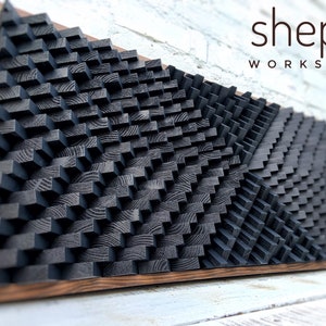 Acoustic Panel - Black Sound Diffuser - Large Wood Wall Art - 3D Geometric