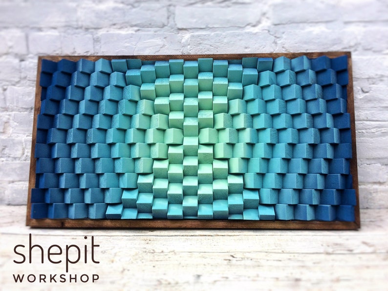 Wood Wall Art Turquoise Parametric Wood Wall Art Sound Etsy