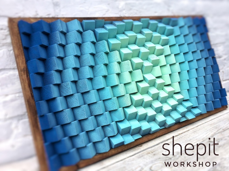 Wood Wall Art Turquoise Parametric Wood Wall Art Sound Etsy
