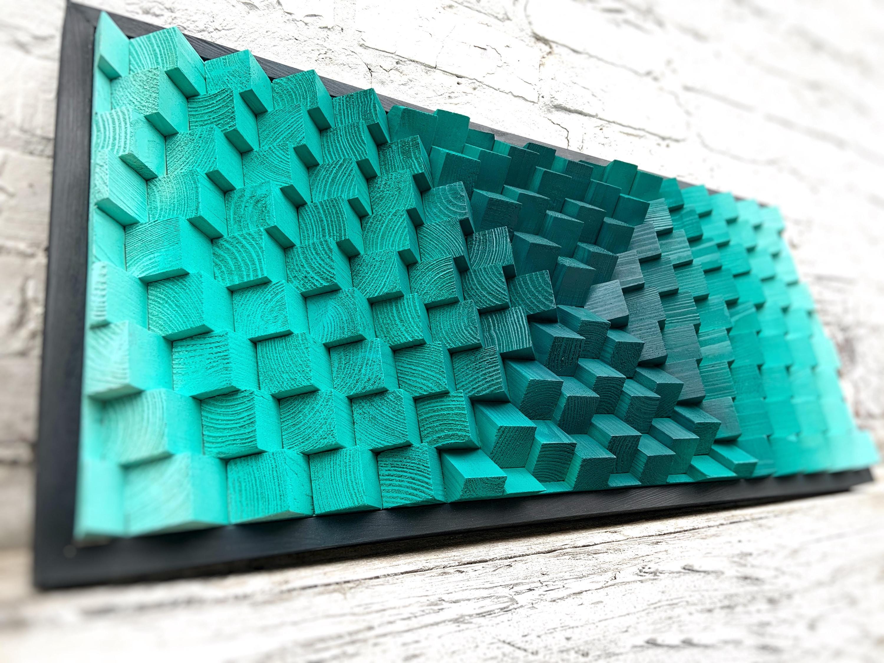 Teal Wood Wall Art Framed | Textured ...