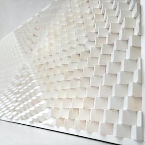 Acoustic Panel | Sound Diffuser | White Wood Wall Art | Large 3D Artwork | Music Room Home Cinema Decor | Abstract Geometric Hangings