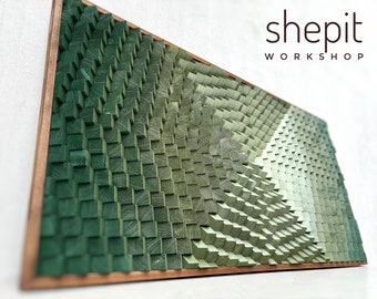 3D Holz Wandkunst - Limette Creme Kiefer Reseda Blass Matcha Grün - Musikzimmer Dekor - Großes Mosaik - Midcentury Wandbehang - Geschenk für Musikliebhaber