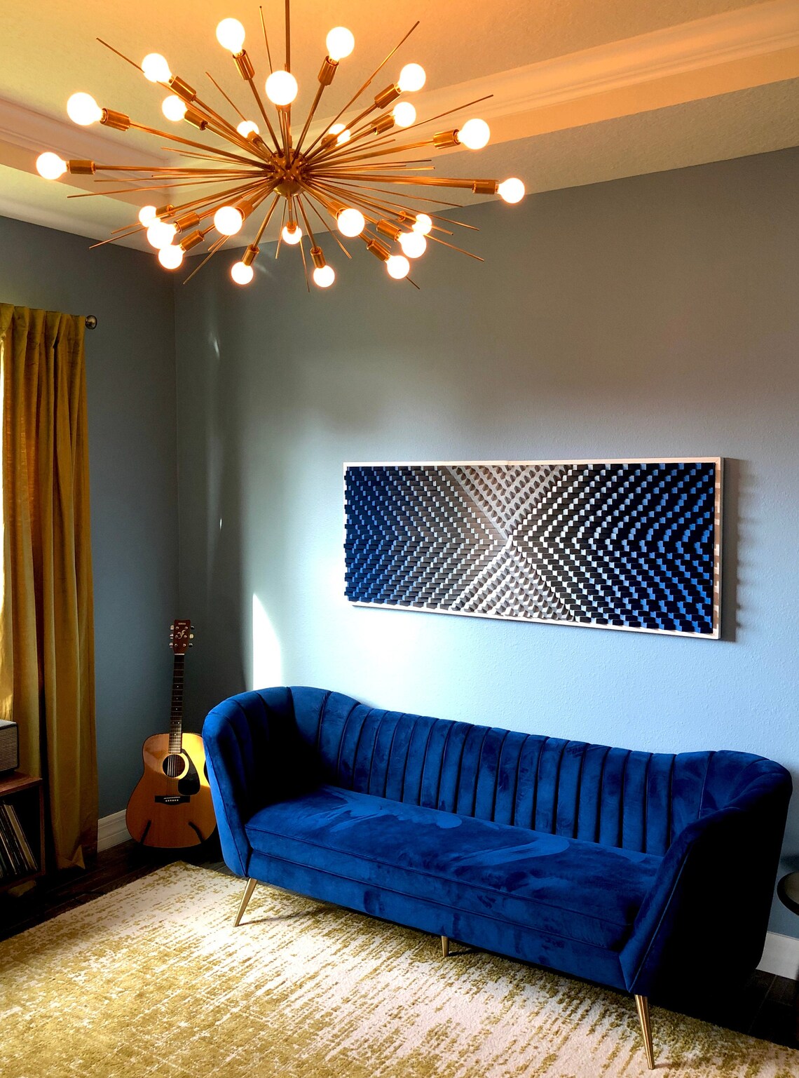 Wood Wall Art - Blue Cobalt Indigo - Sound Diffuser - Acoustic Panel ...