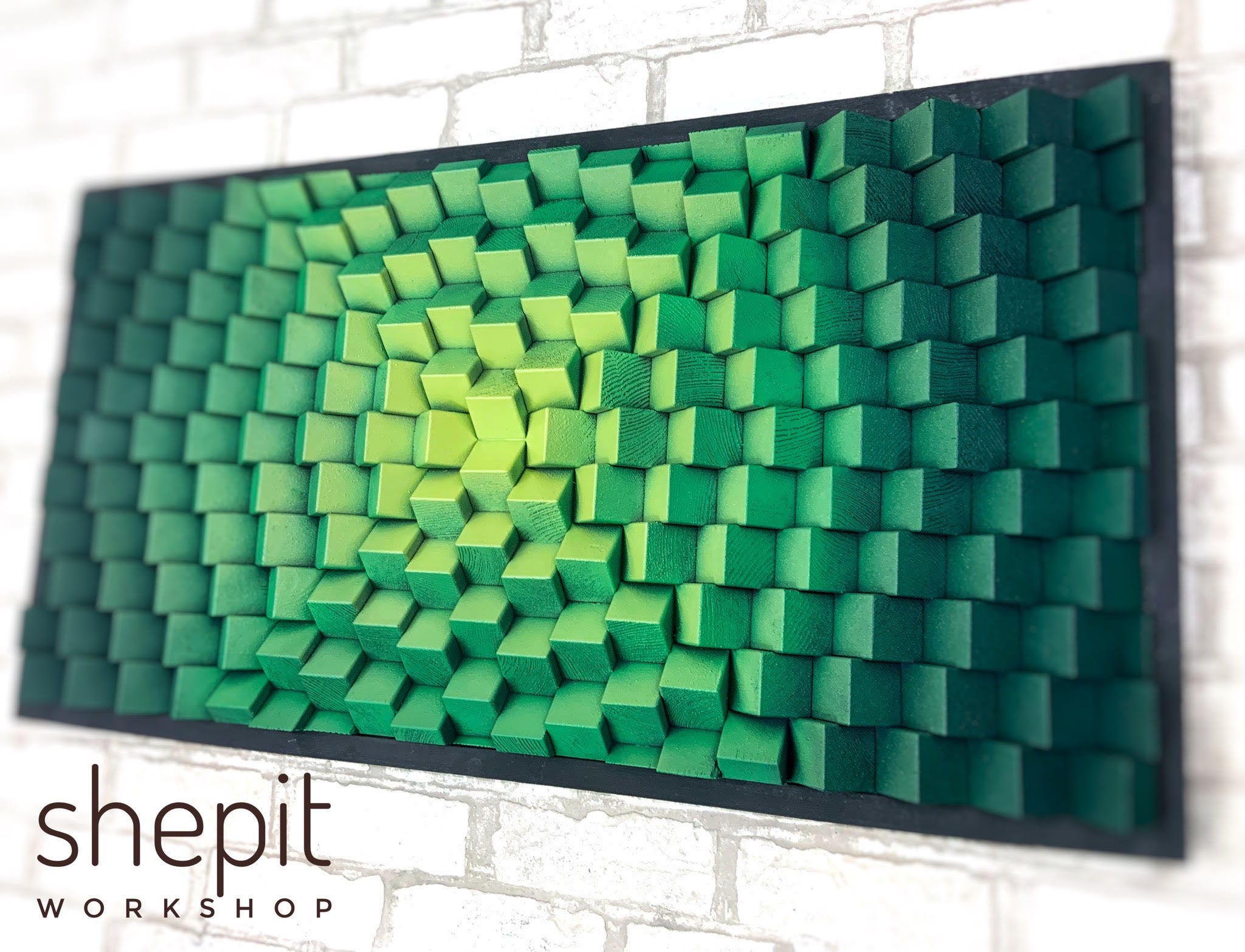 Wood Wall Art Parametric Green Wood Wall Art Geometric Etsy